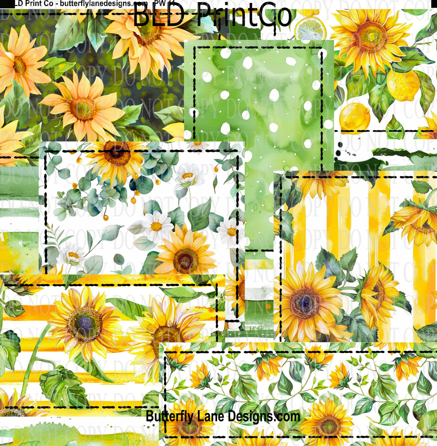 Sunflower patchwork 7-black stitching BLD - PW11