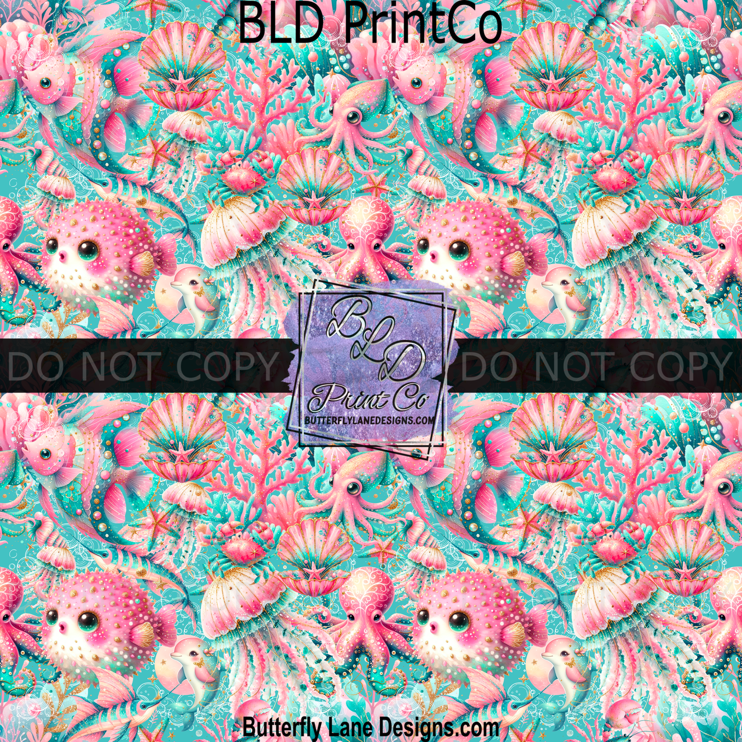 Turquoise & Bubbles Cute Ocean life  BPV110