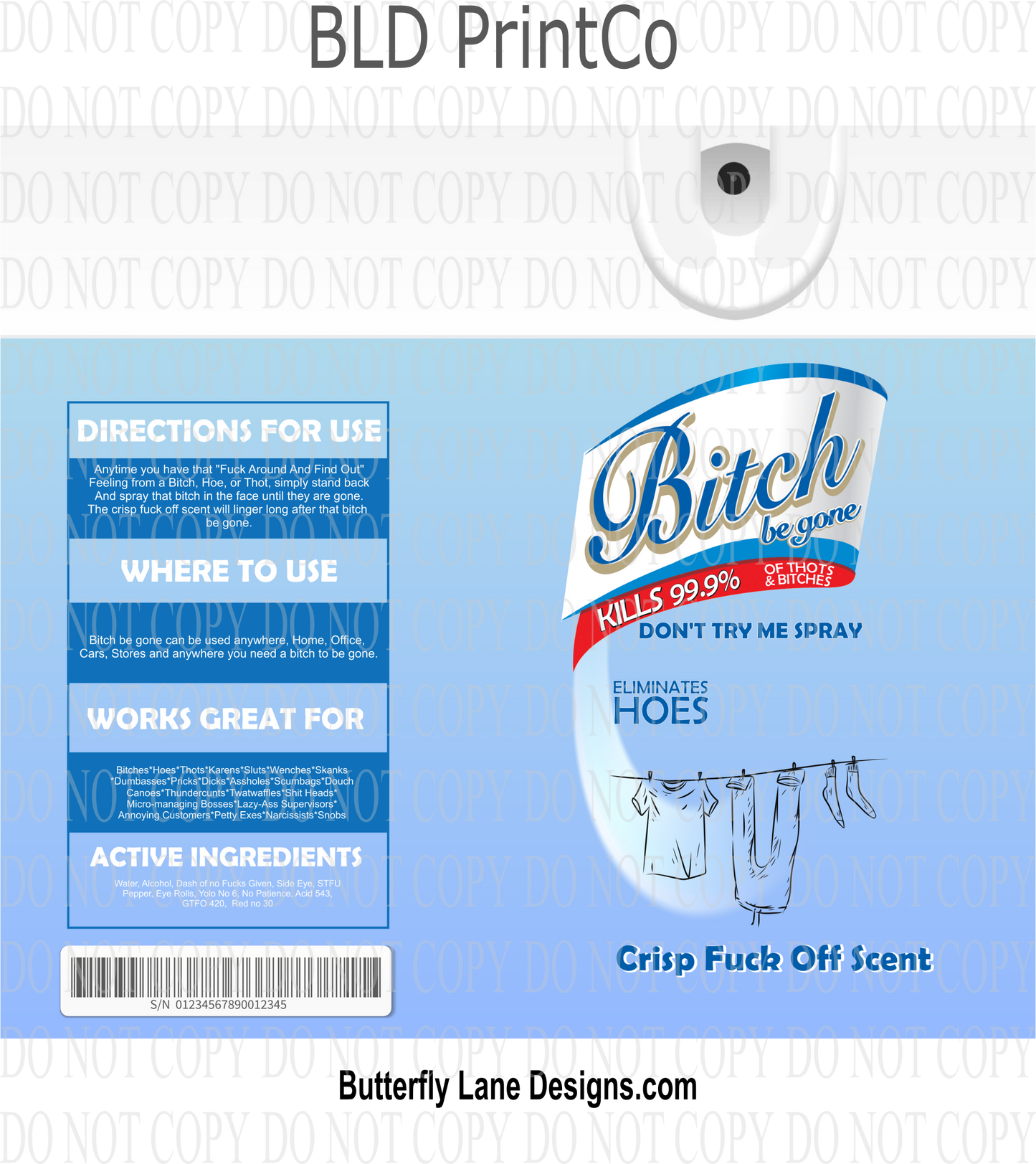 Bitch Be gone-Blue-Adult themed wrap: Tumbler wrap