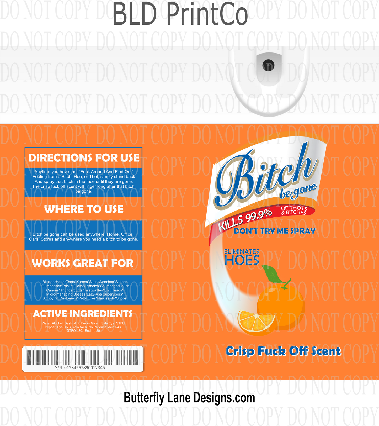 Bitch Be gone-Orange-Adult themed wrap: Tumbler wrap