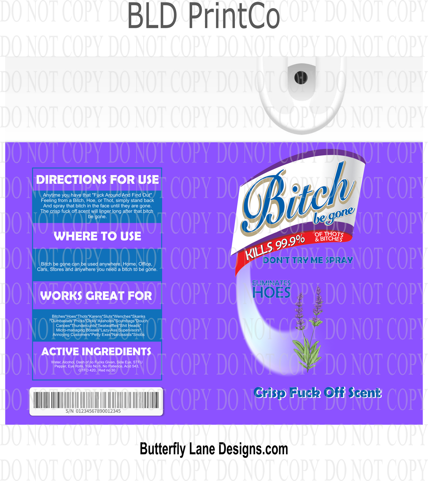 Bitch Be gone-Purple-Adult themed wrap: Tumbler wrap