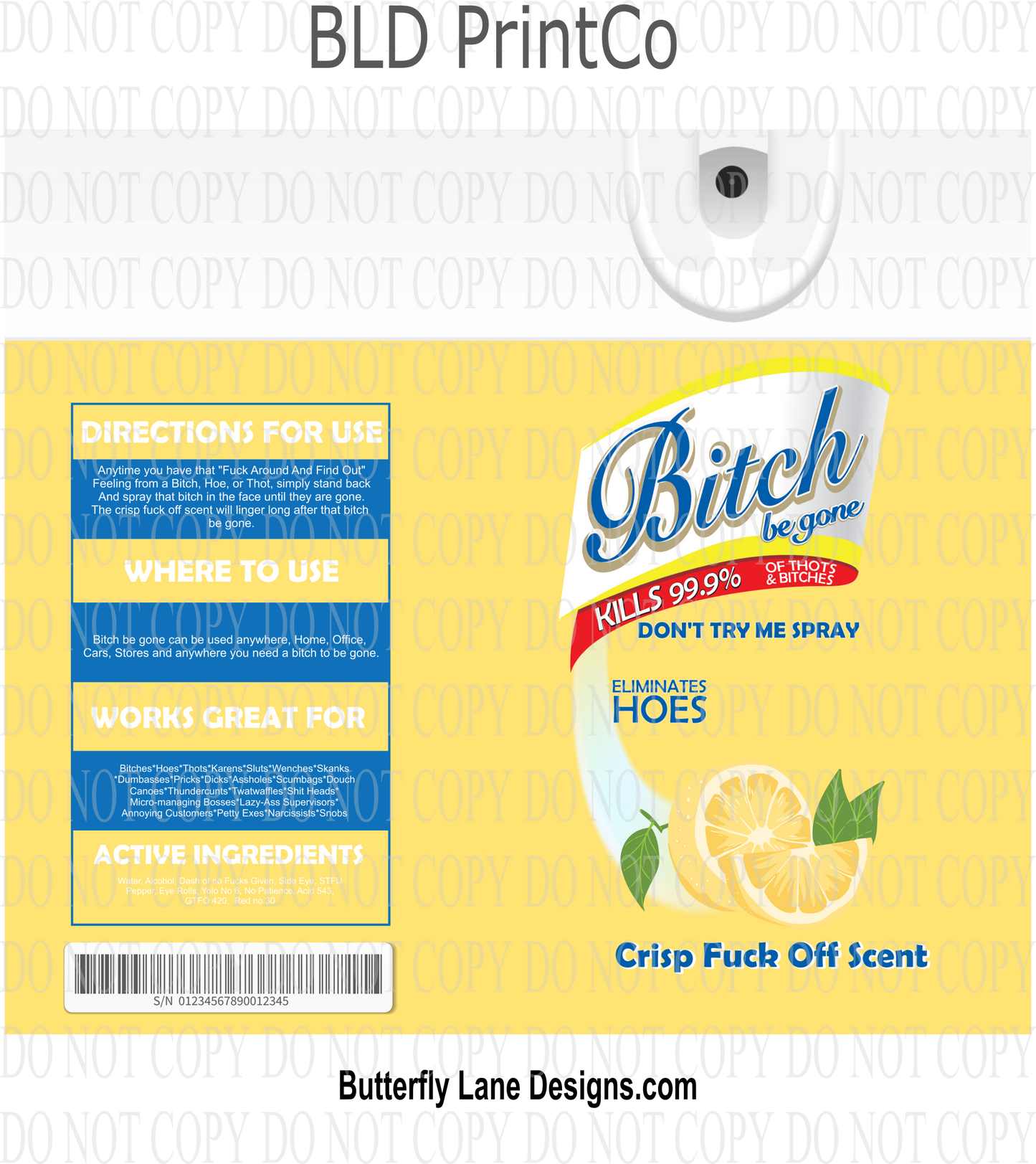 Bitch Be gone-Yellow-Adult themed wrap :: Tumbler wrap