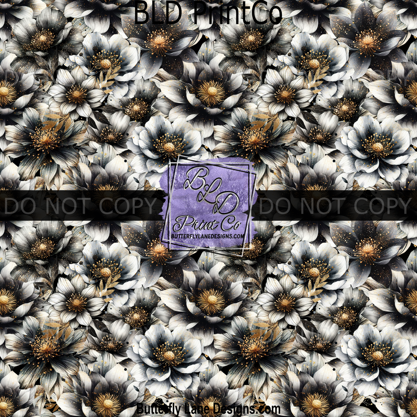 Black-white & Gold florals BPV-111