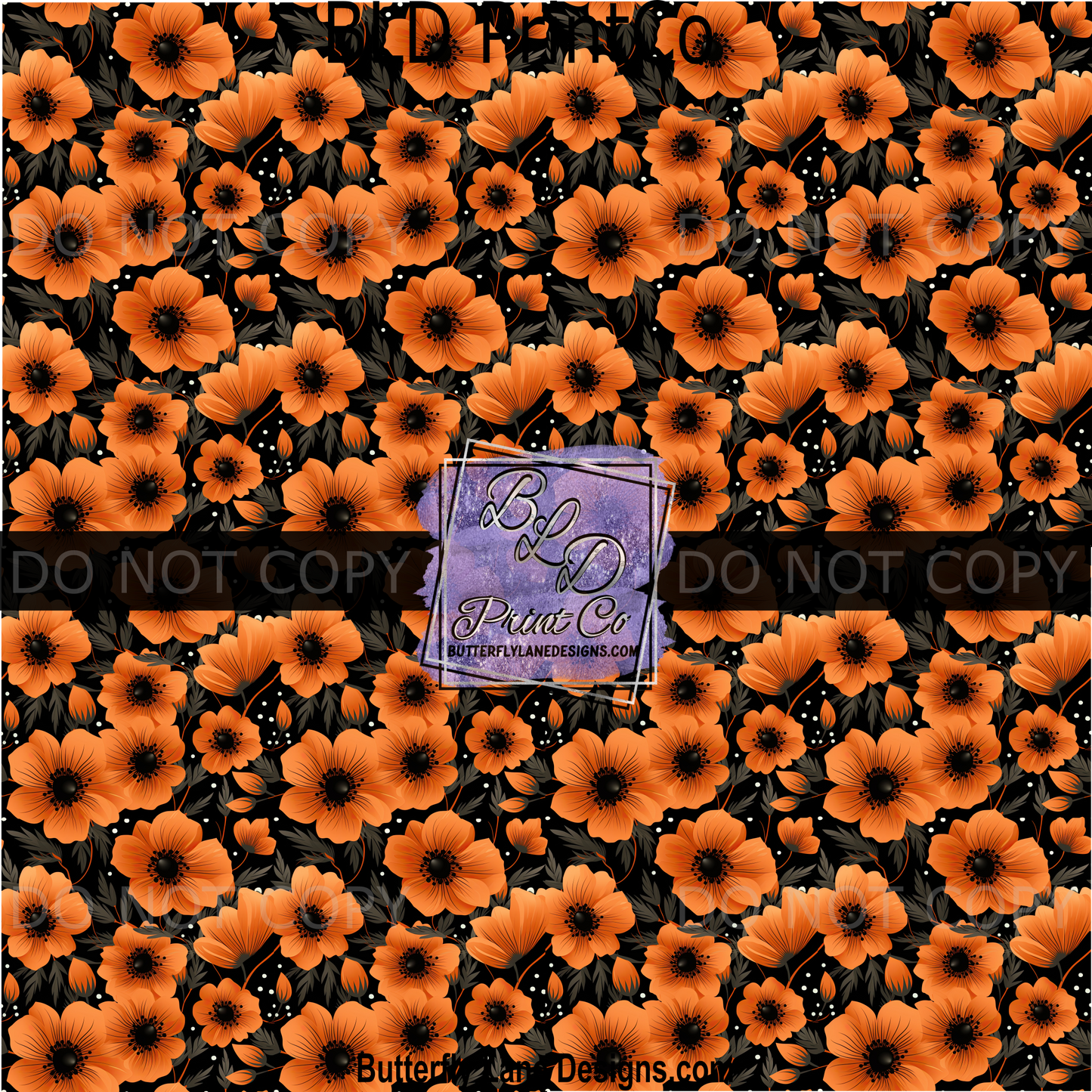 Black and orange floral PV 1642
