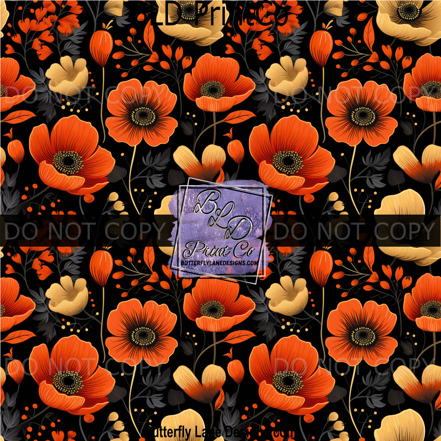Black and orange floral PV 1643