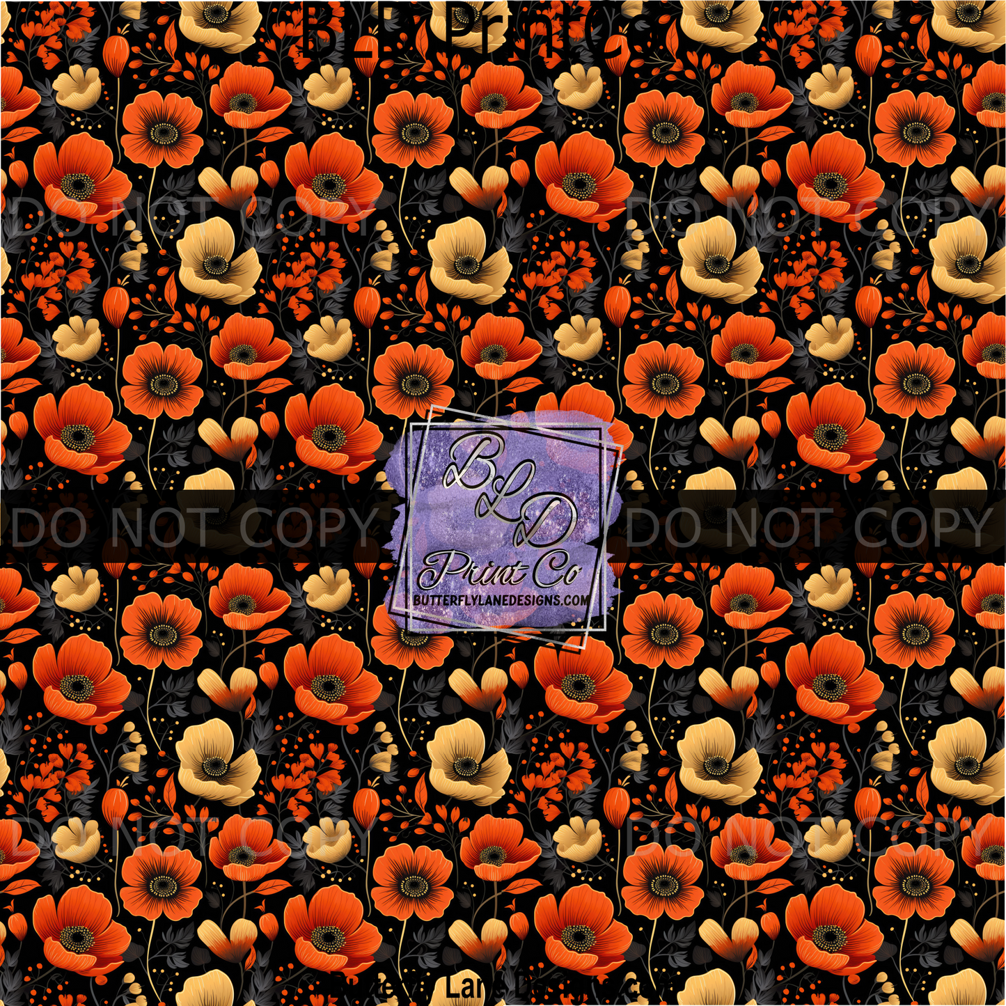 Black and orange floral PV 1643