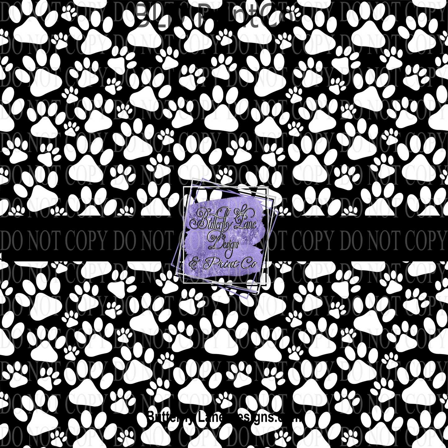 Black and white  Paw Prints   PV 646 Patterned Vinyl