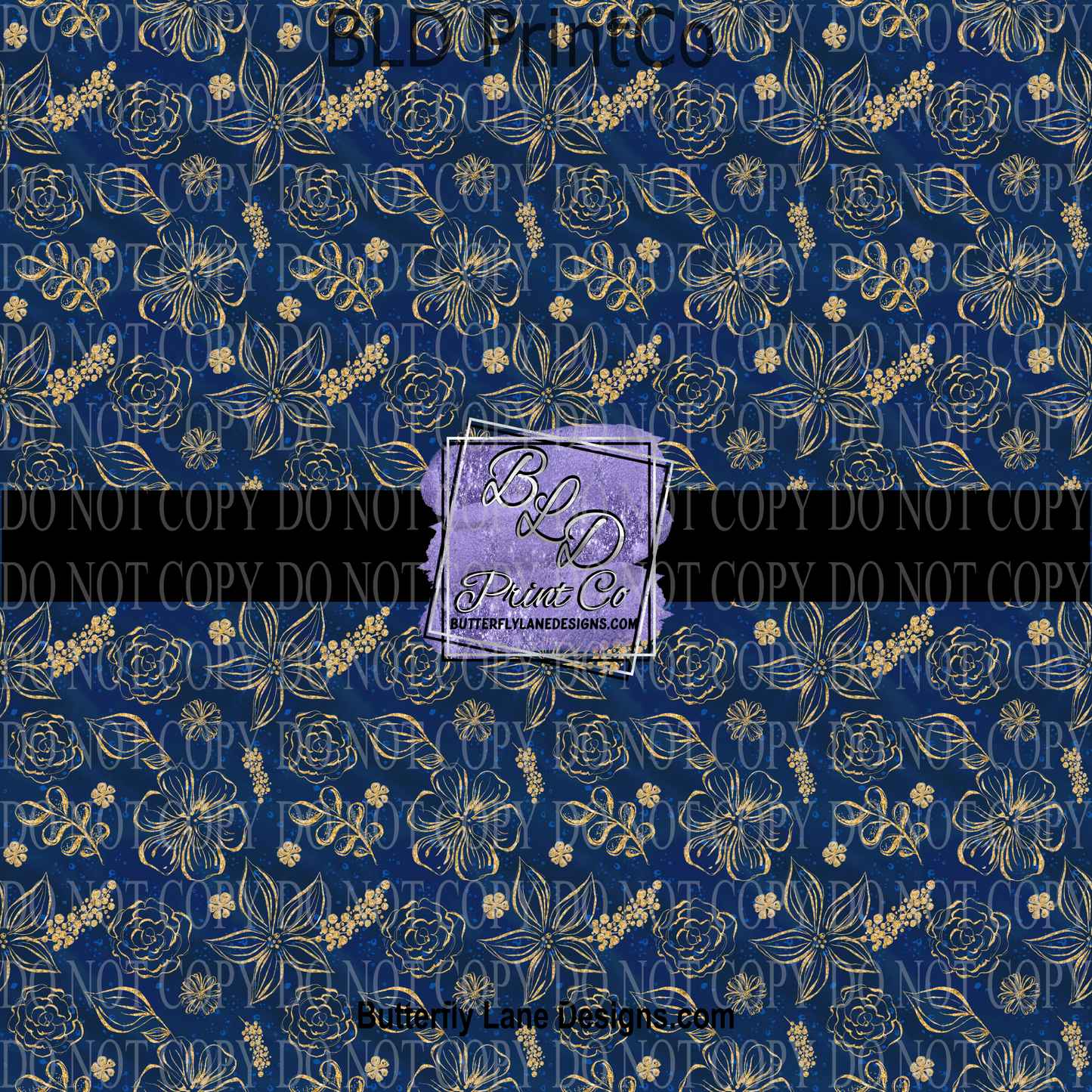 Blue & Gold Florals PV 735     Patterned Vinyl