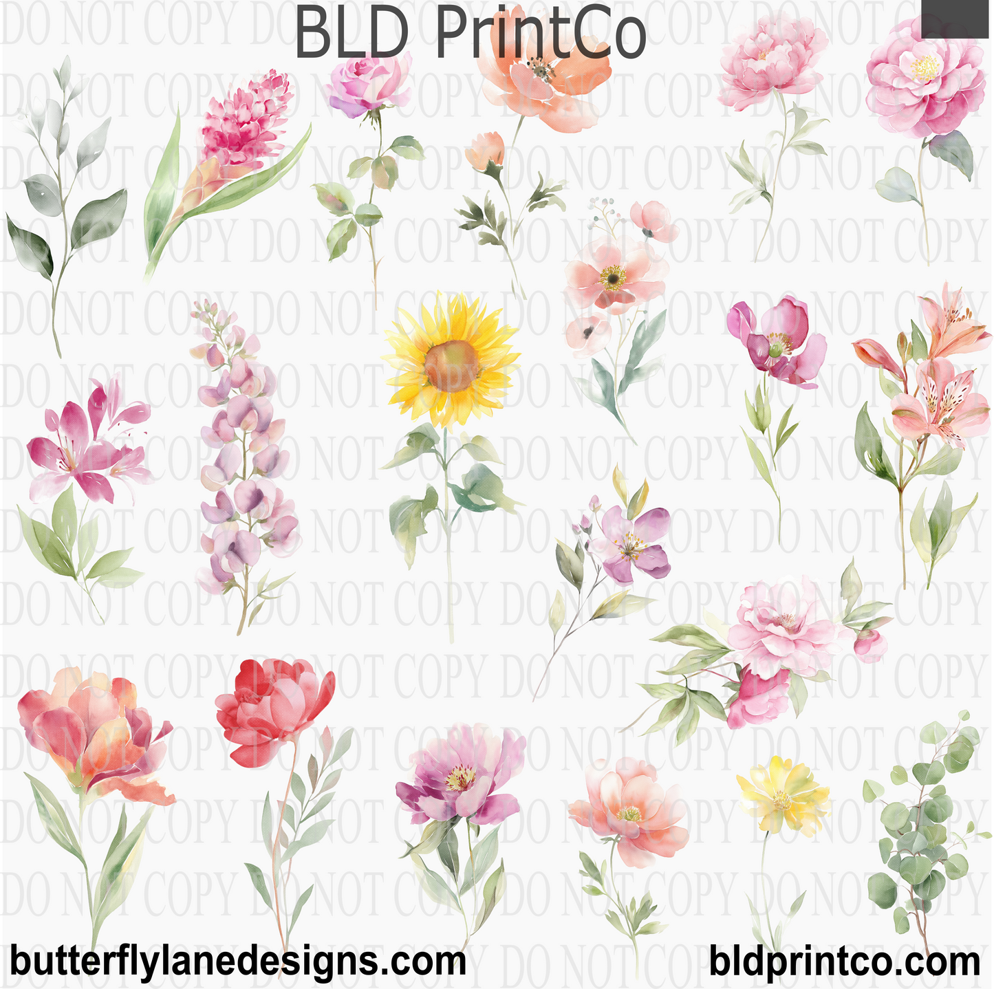 Spring Watercolor Flowers | Decal Element sheets CAPS74