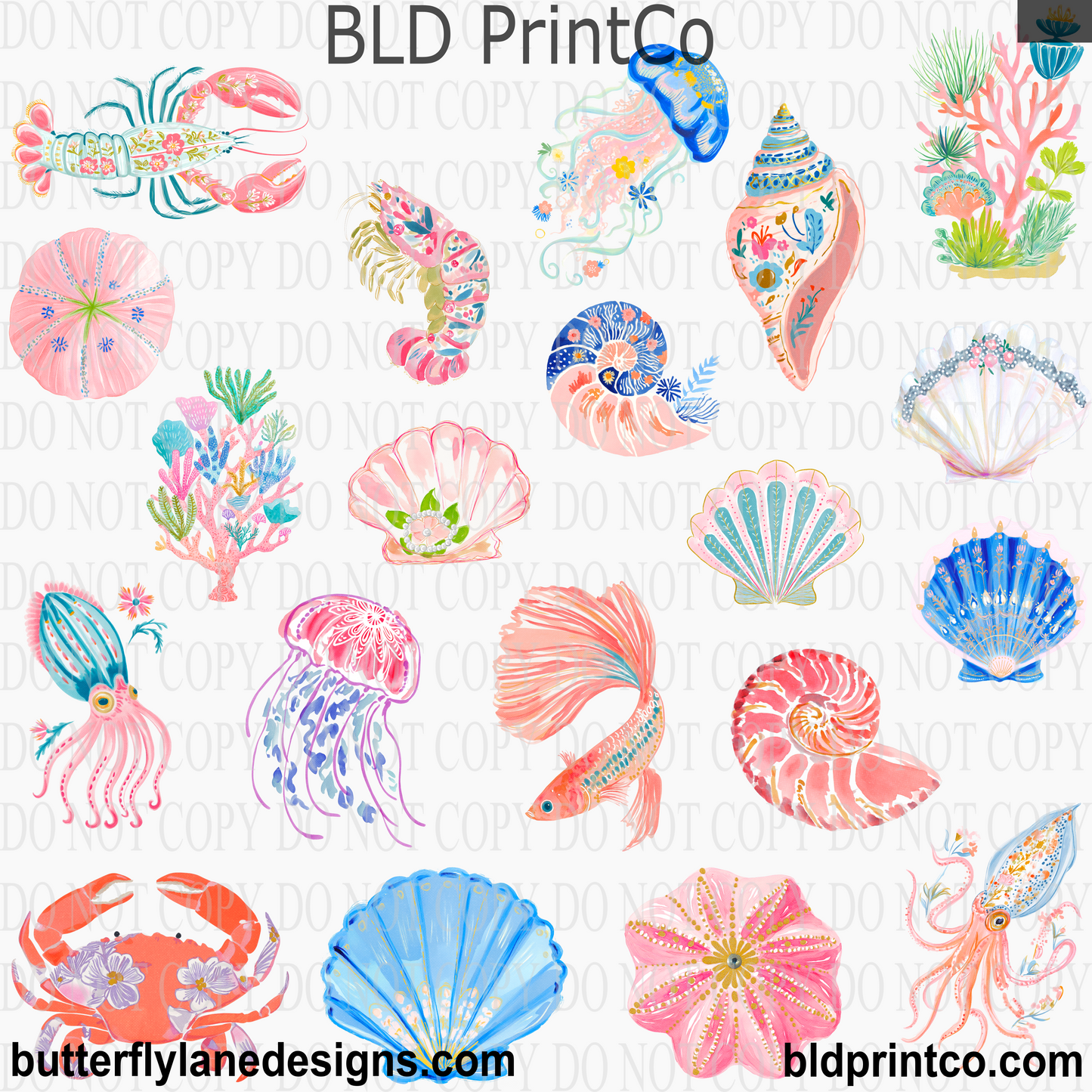 Tropical Reef Coastal Sealife | Nautical Marine Elements | CAPS75 Set 2