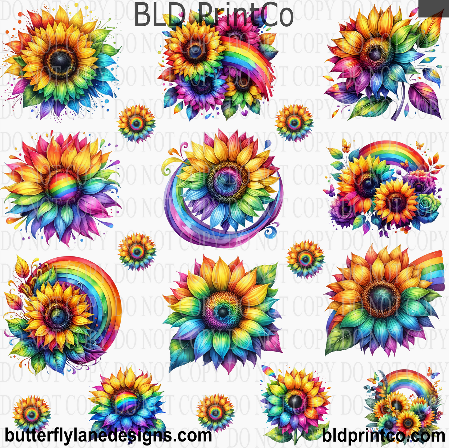 Rainbow SunflowerS | Vibrant Floral Elements | CAPS81