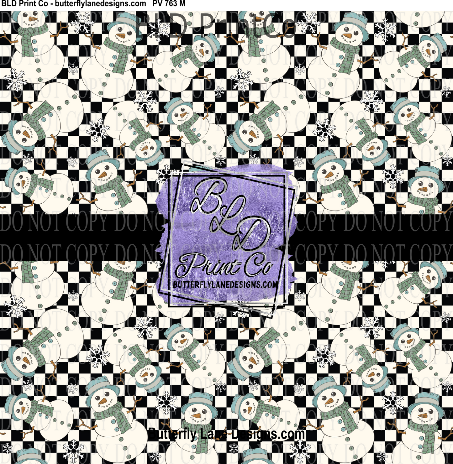 Christmas Snowman-Green scarf  - PV 763   Patterned Vinyl