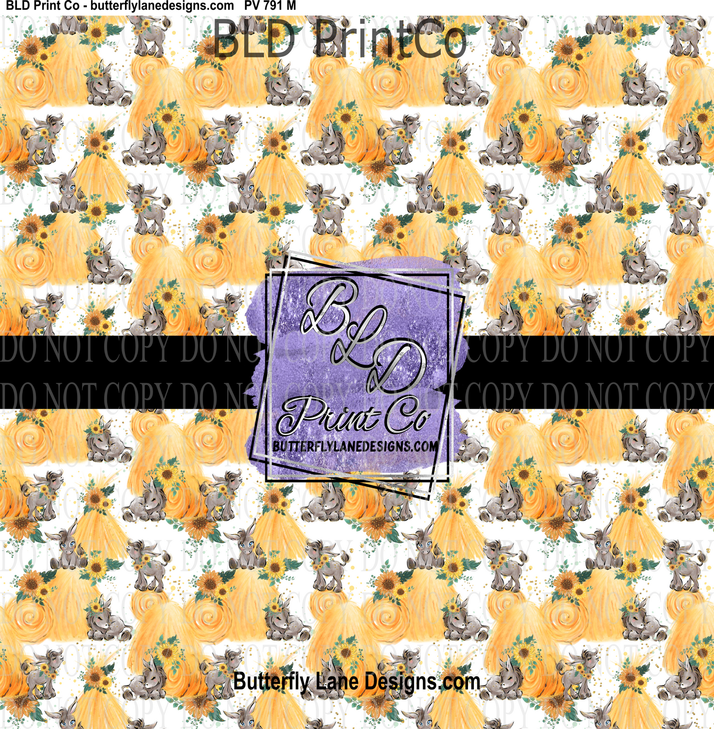 Cute Hay Stack donkeys- PV 791   Patterned Vinyl