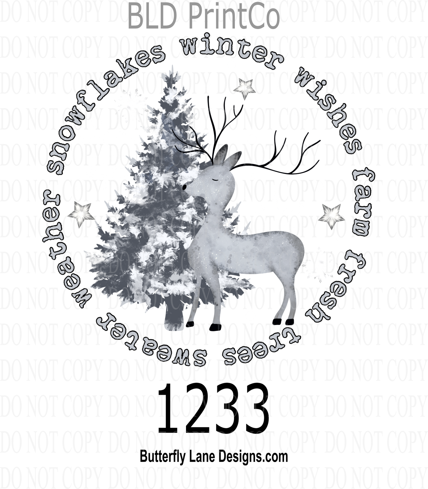 D1233 Winter Deer-Snowflakes-winter wishes