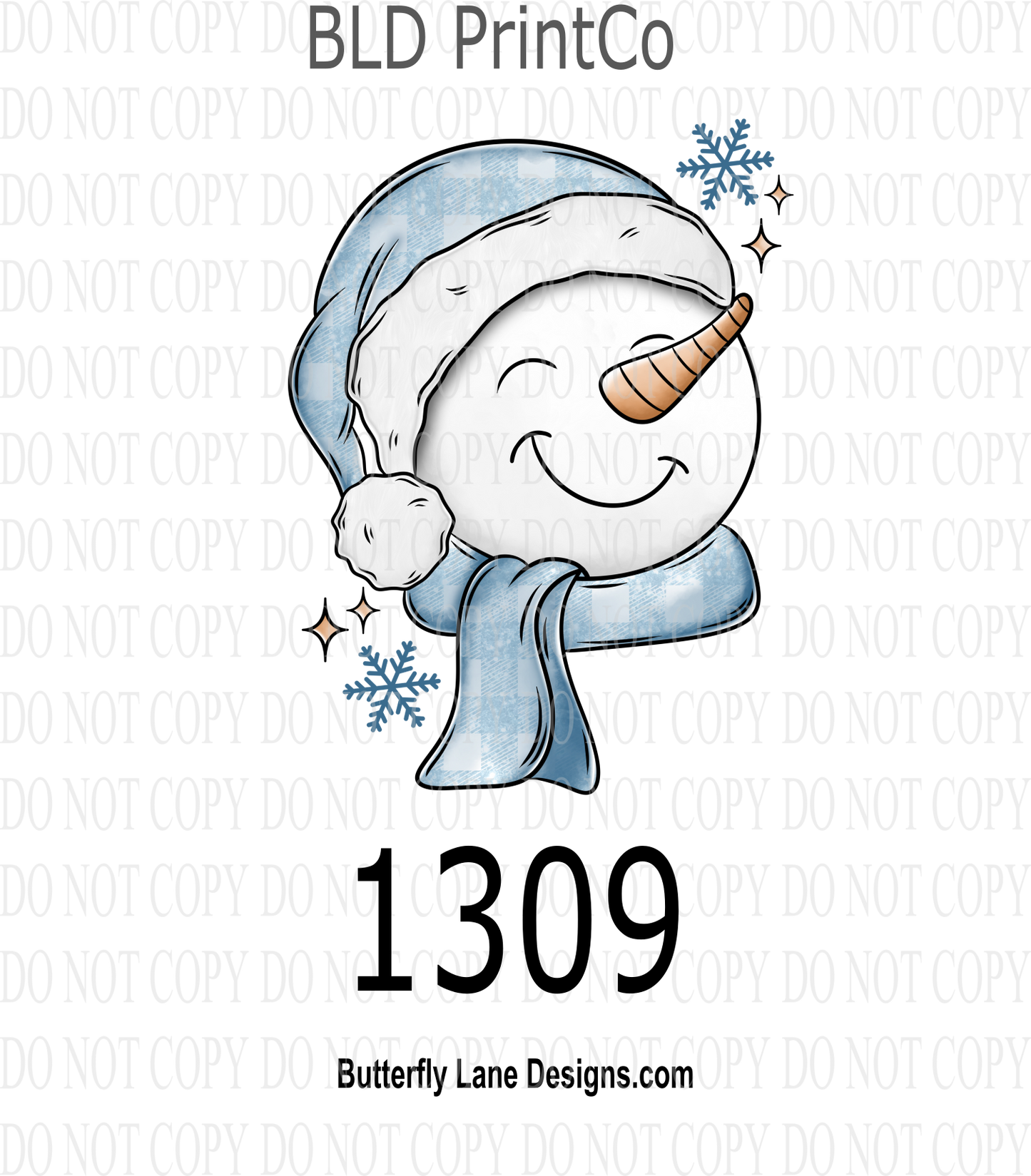 D1309 Winter Snowman - Blue