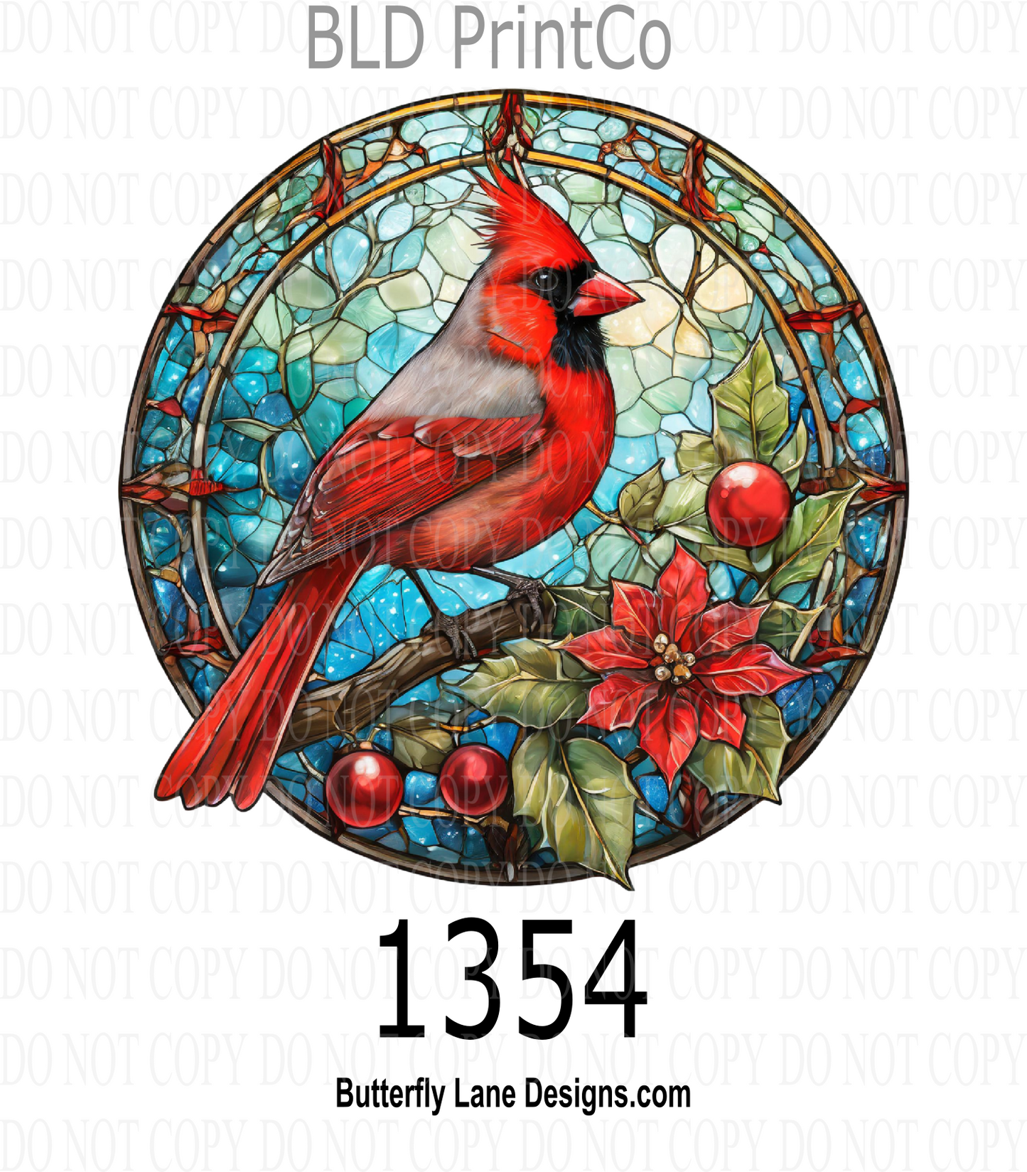 D1354 Winter Cardinal- Stained Glass effect
