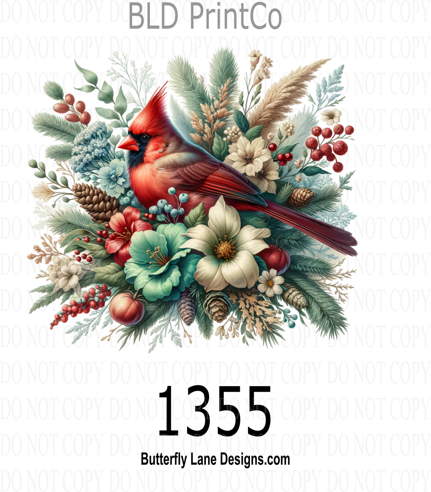 D1355 Winter Cardinal- Stained Glass effect