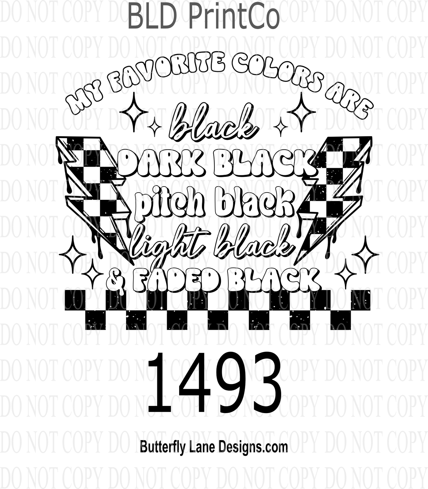 D1493 Favorite colors are black ; Black Outline
