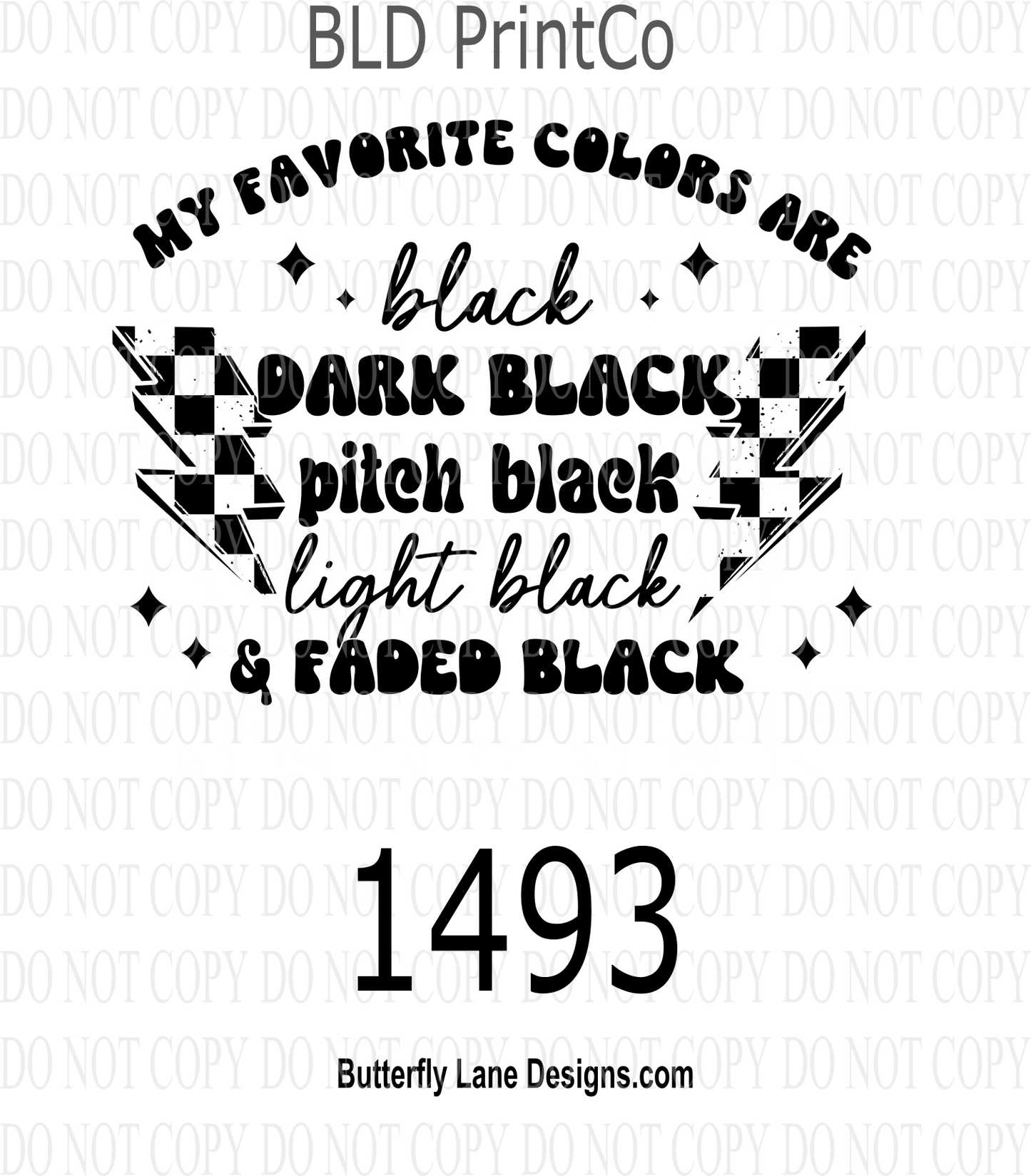 D1493 Favorite colors are black ; Black Outline