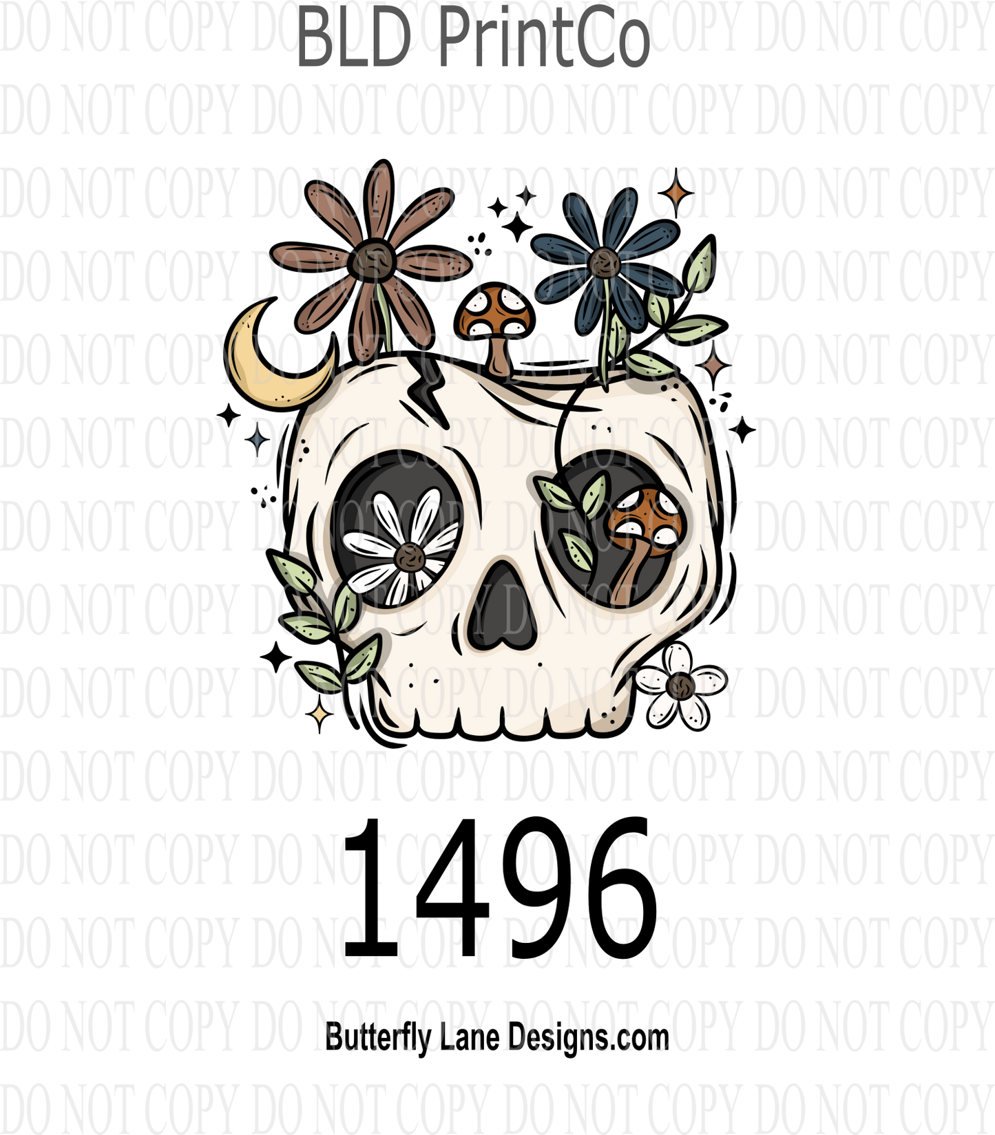 D1496 Floral Skull