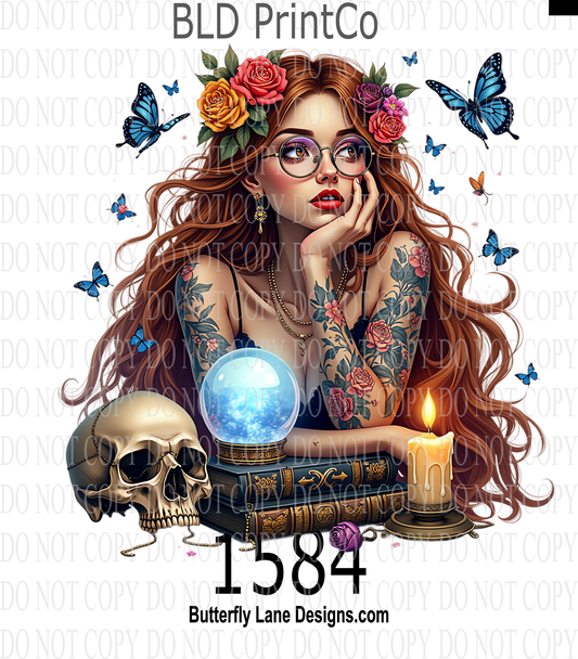 D1584 Bookish - Day dreaming Tatted lady