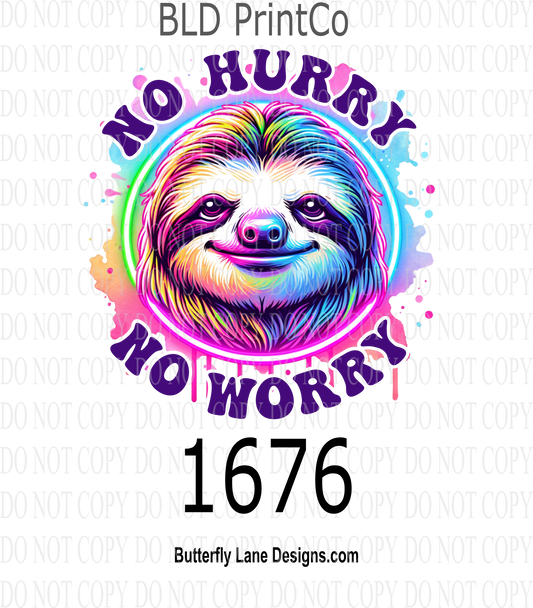 D1676 No Hurry No worry Sloth