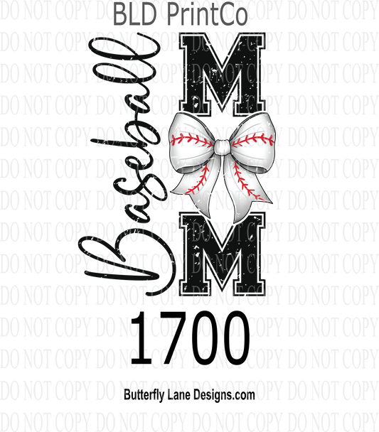 D1700 Baseball Mom-Bow-grunge
