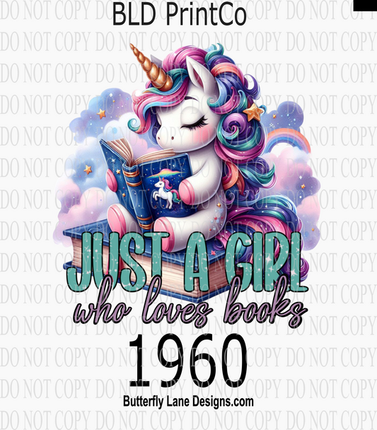 D1960 Just a girl who loves books-Unicorn-Purple