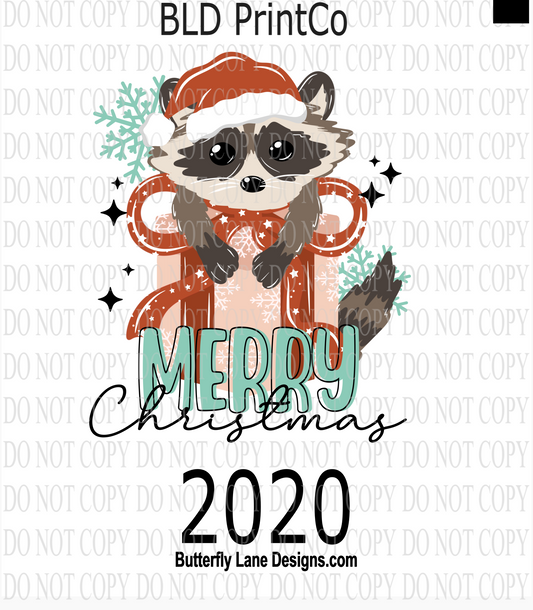 D2020 Merry Christmas Racoon