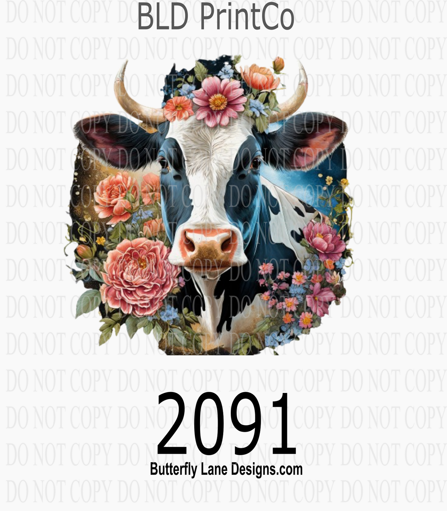 D2091 Cow And Flowers