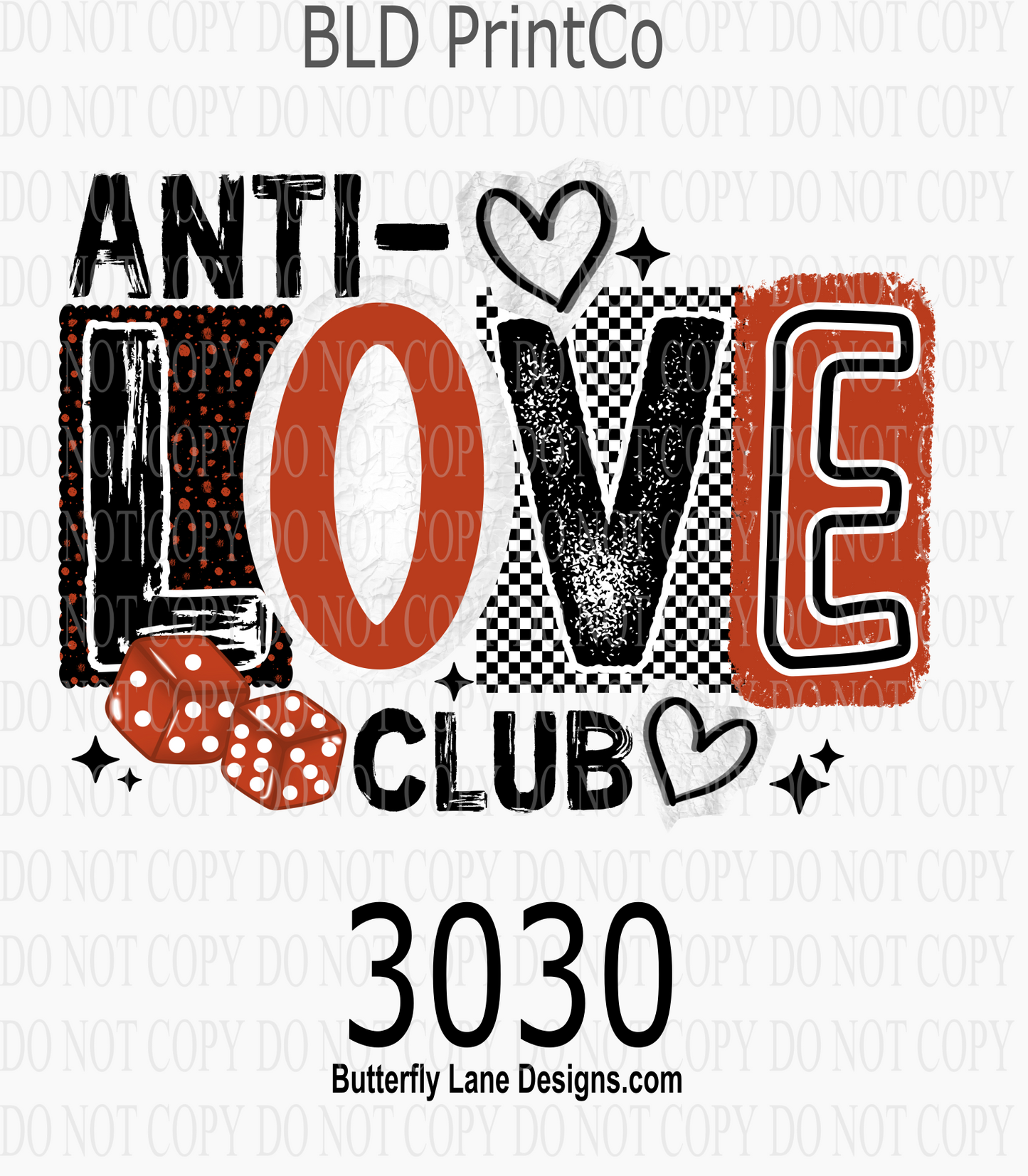 Anti-Love Club | Retro Dice & Hearts Checkerboard | D3030