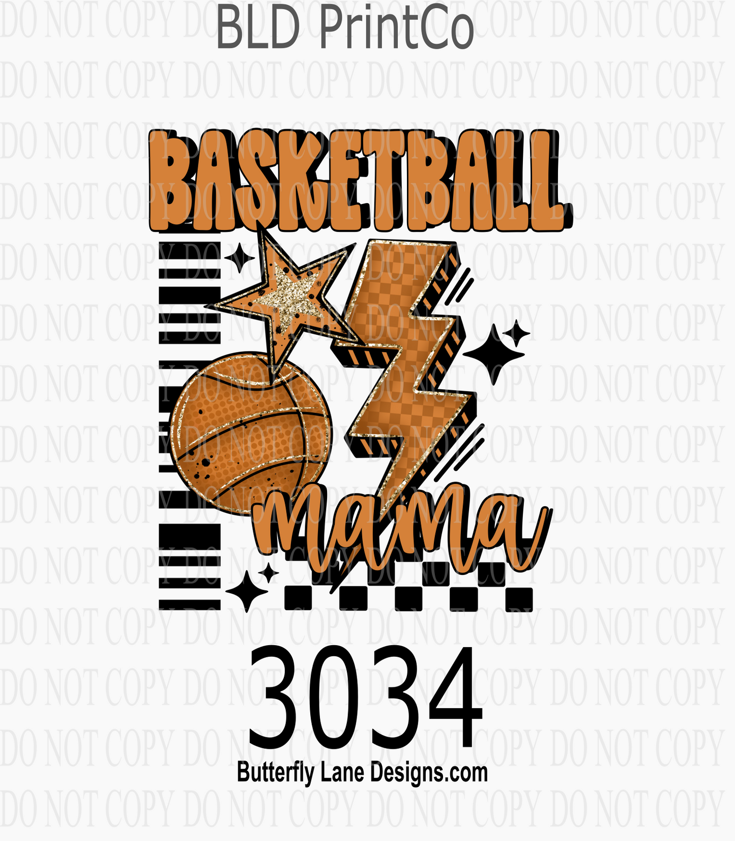 Basketball Mama | Sports Lightning Bolt & Star | D3034