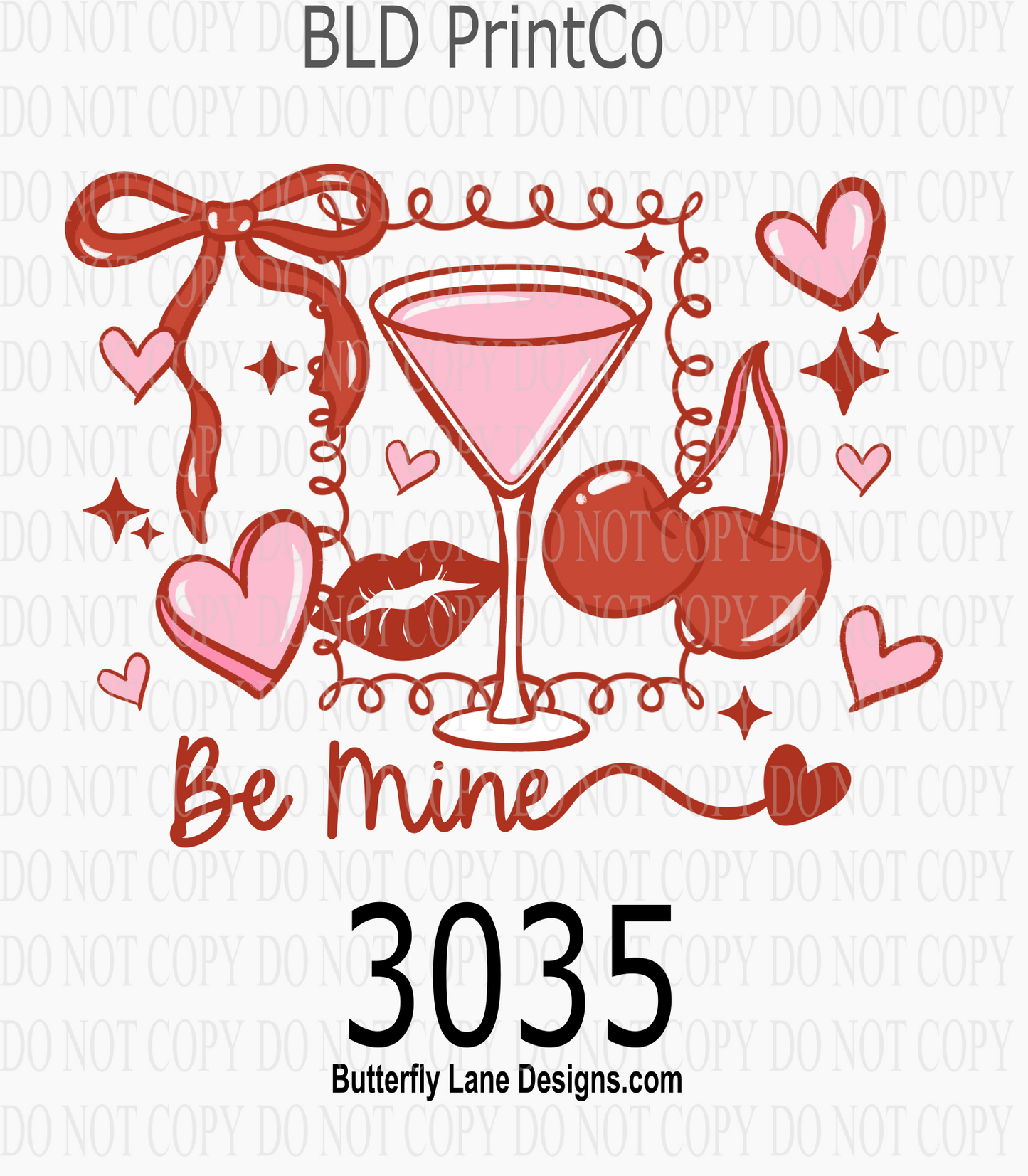 Be Mine Martini | Pink Cocktail Bows & Cherries | D3035