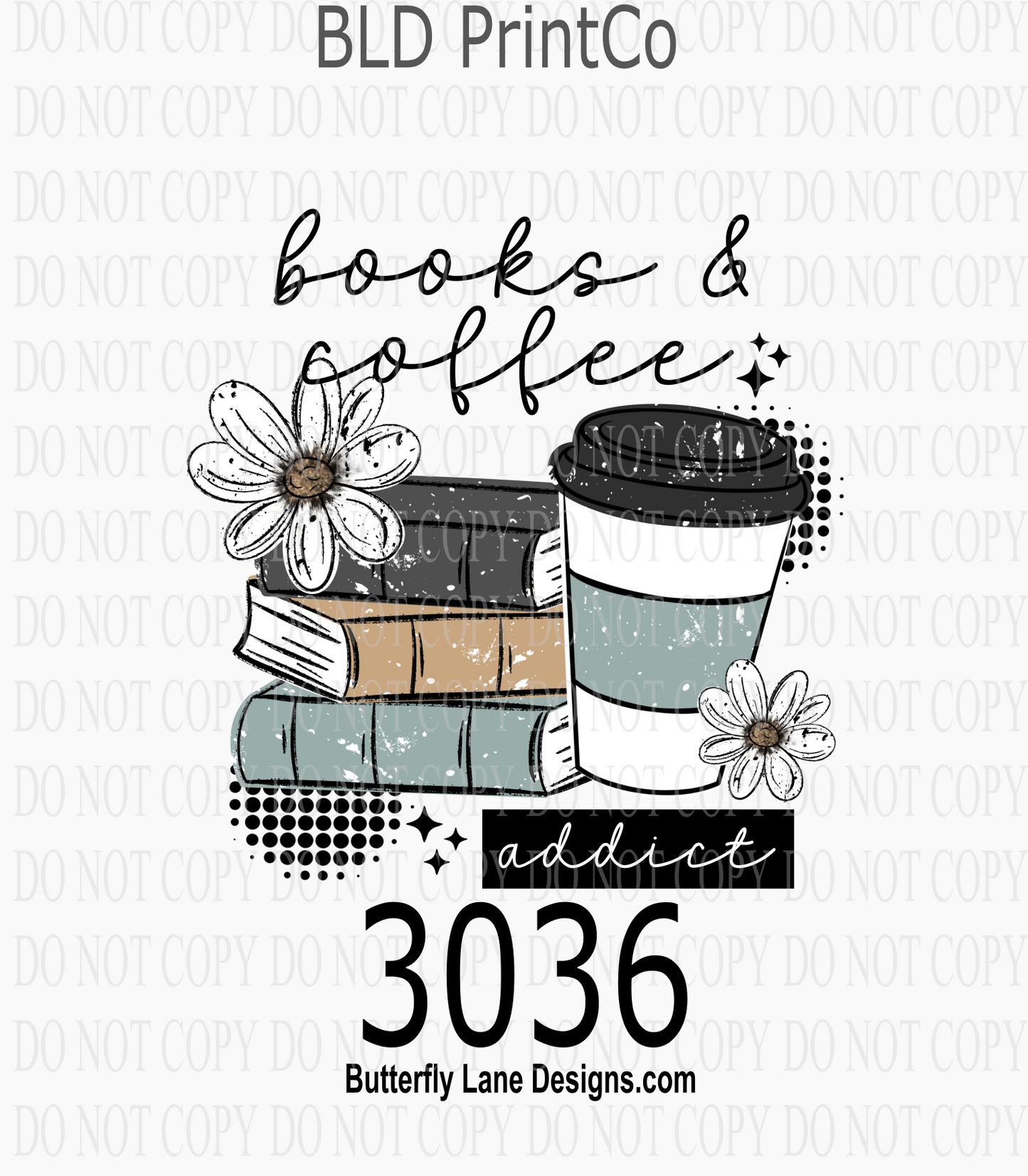 Books and Coffee Addict | Distressed Books & Coffee Cup | D3036
