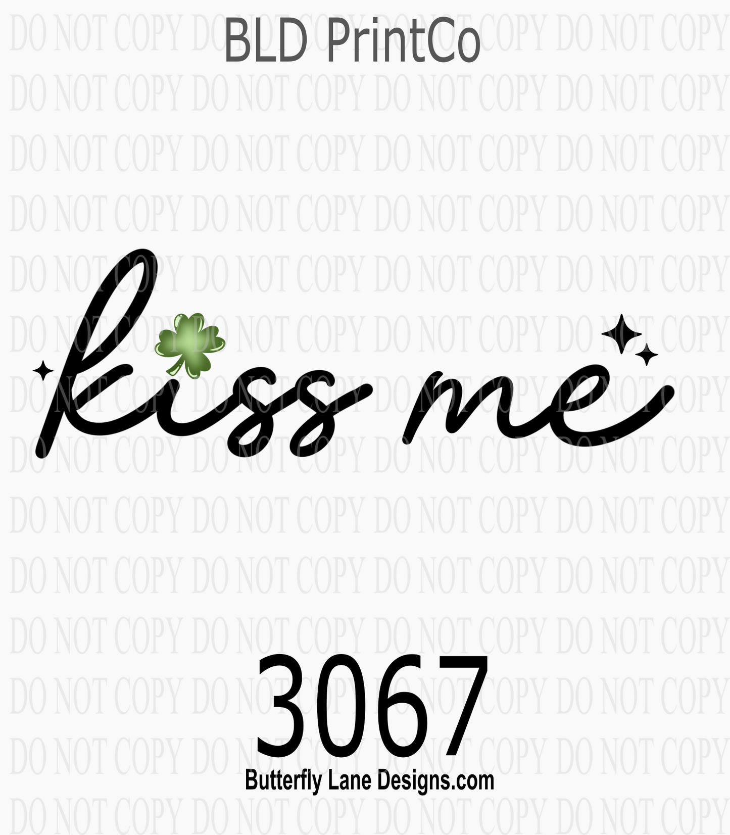 Kiss Me text | Green Shamrock | D3067