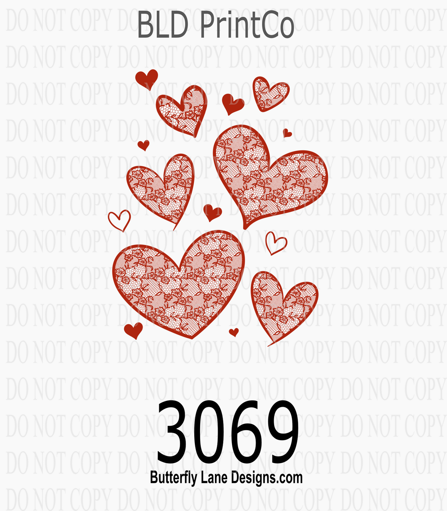 Lace Hearts-Red | Intricate Floral Lace Pattern | D3069