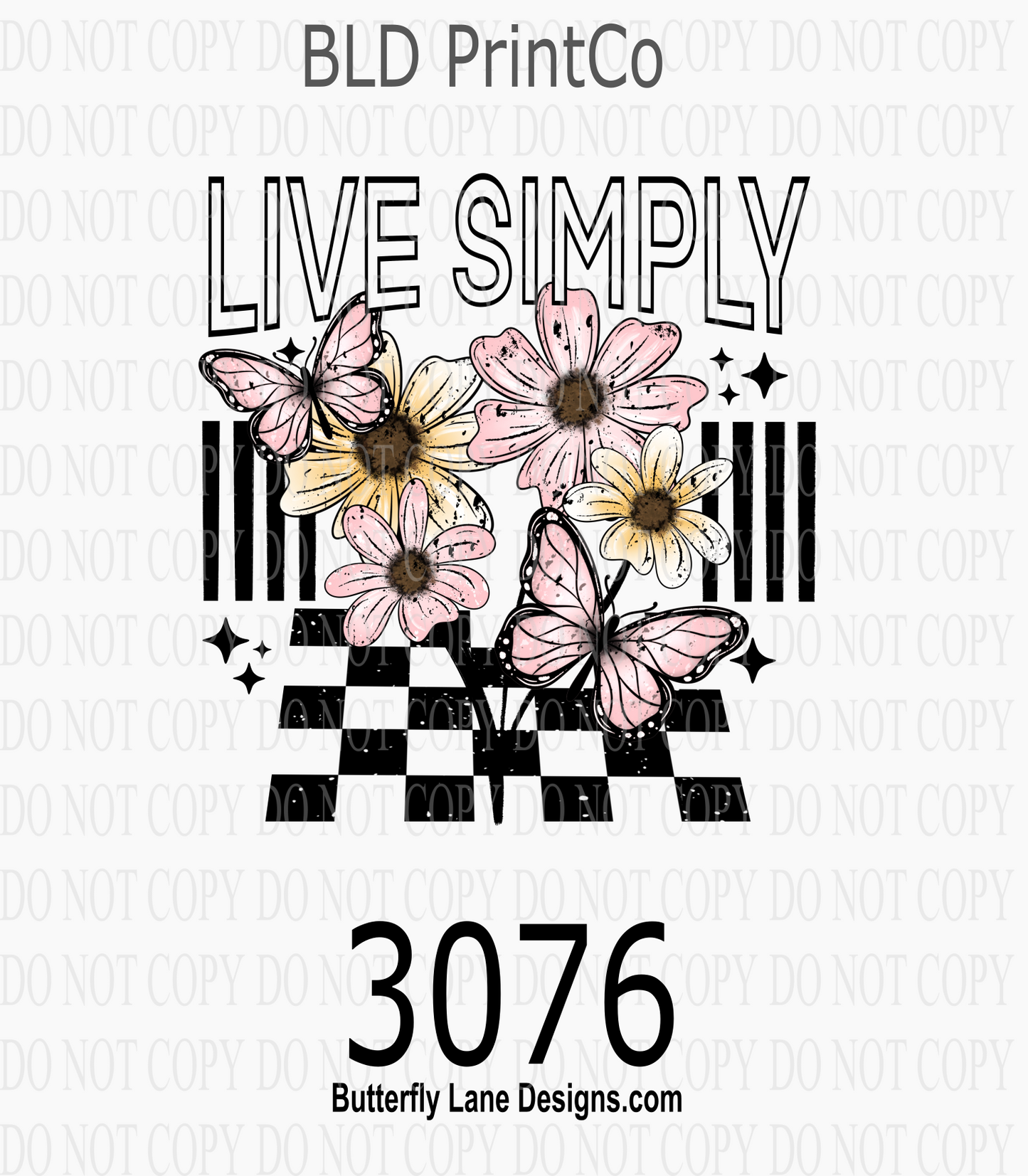 Retro Floral | Live Simply Butterfly & Checkered Garden | D3076