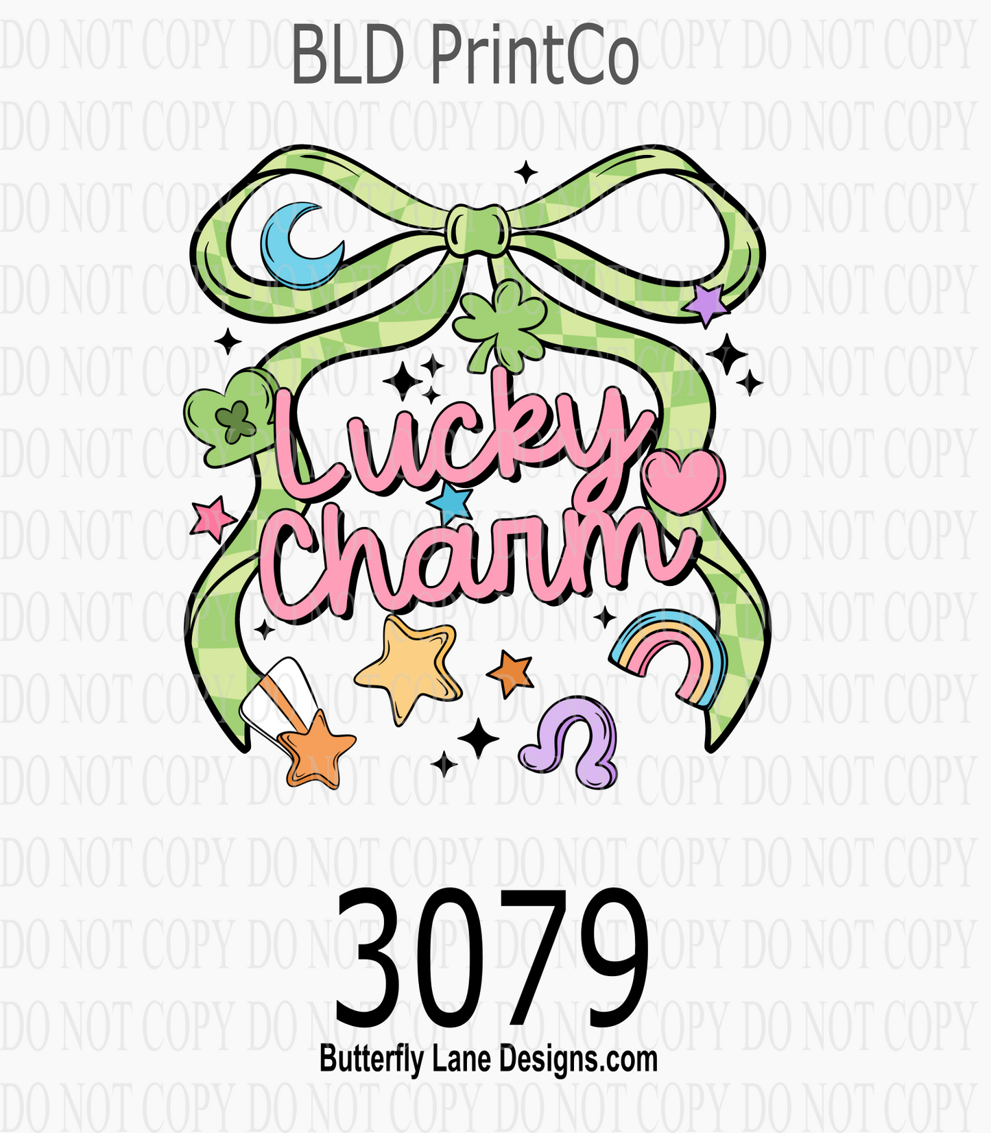 St. Paddy’s | Lucky Charm Checkered Bow & Icons | D3079