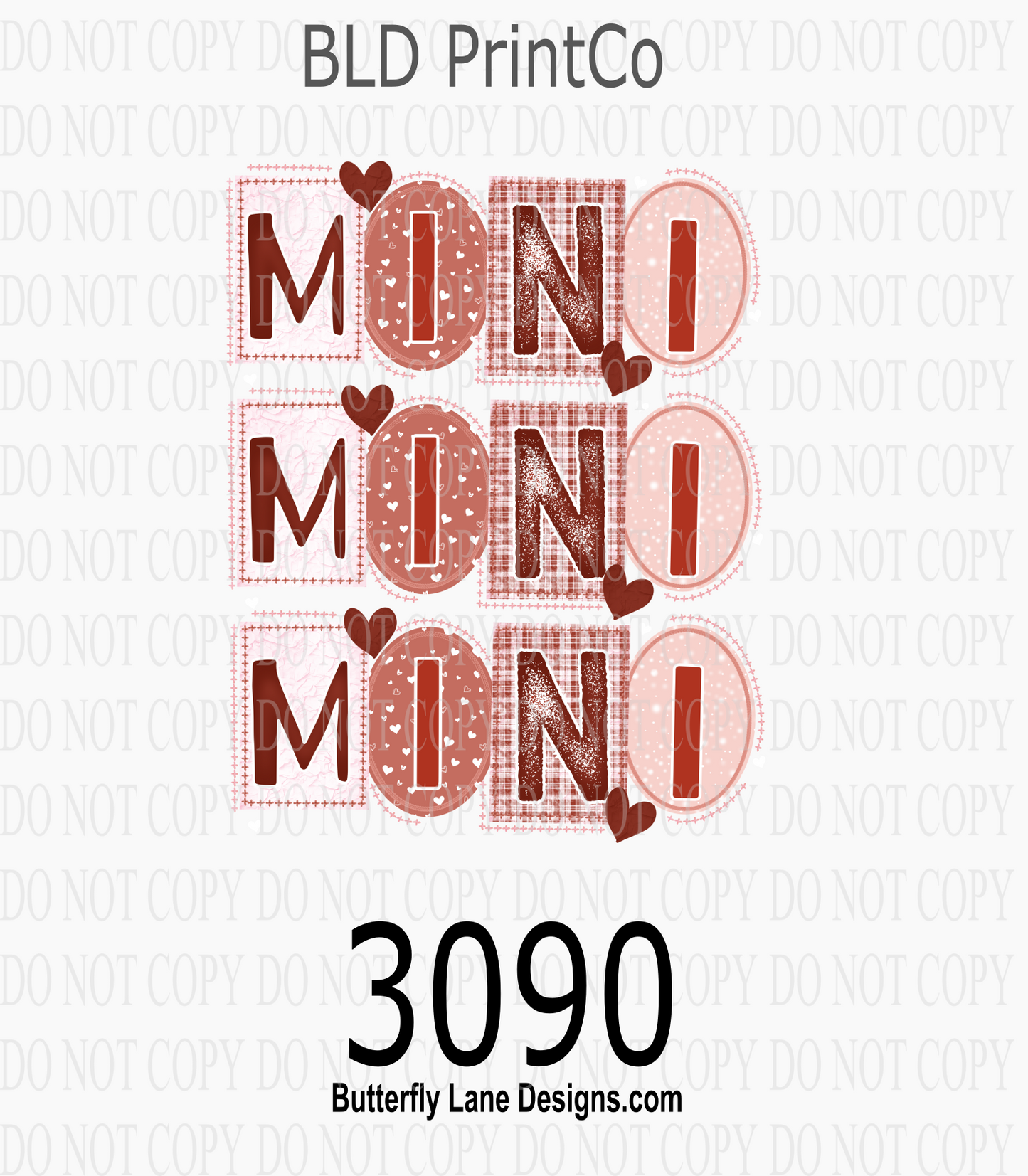 Mama & Mini | Stacked Mixed Fonts & Heart Patterns | D3090