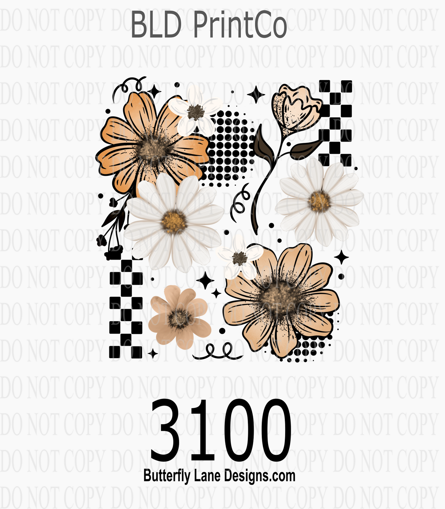 Floral Pattern | Checkered & Dotted Wildflowers | D3100