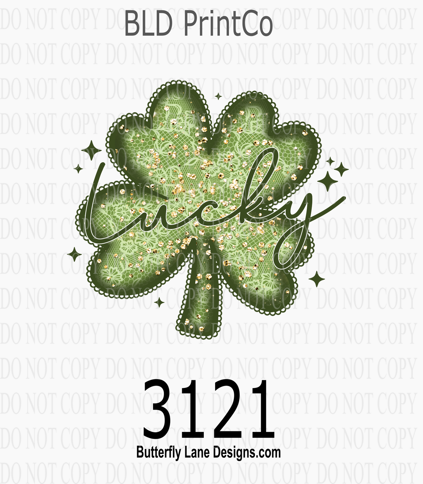Sparkle Lace Lucky Shamrock | St. Patrick's Day Glitter | D3121