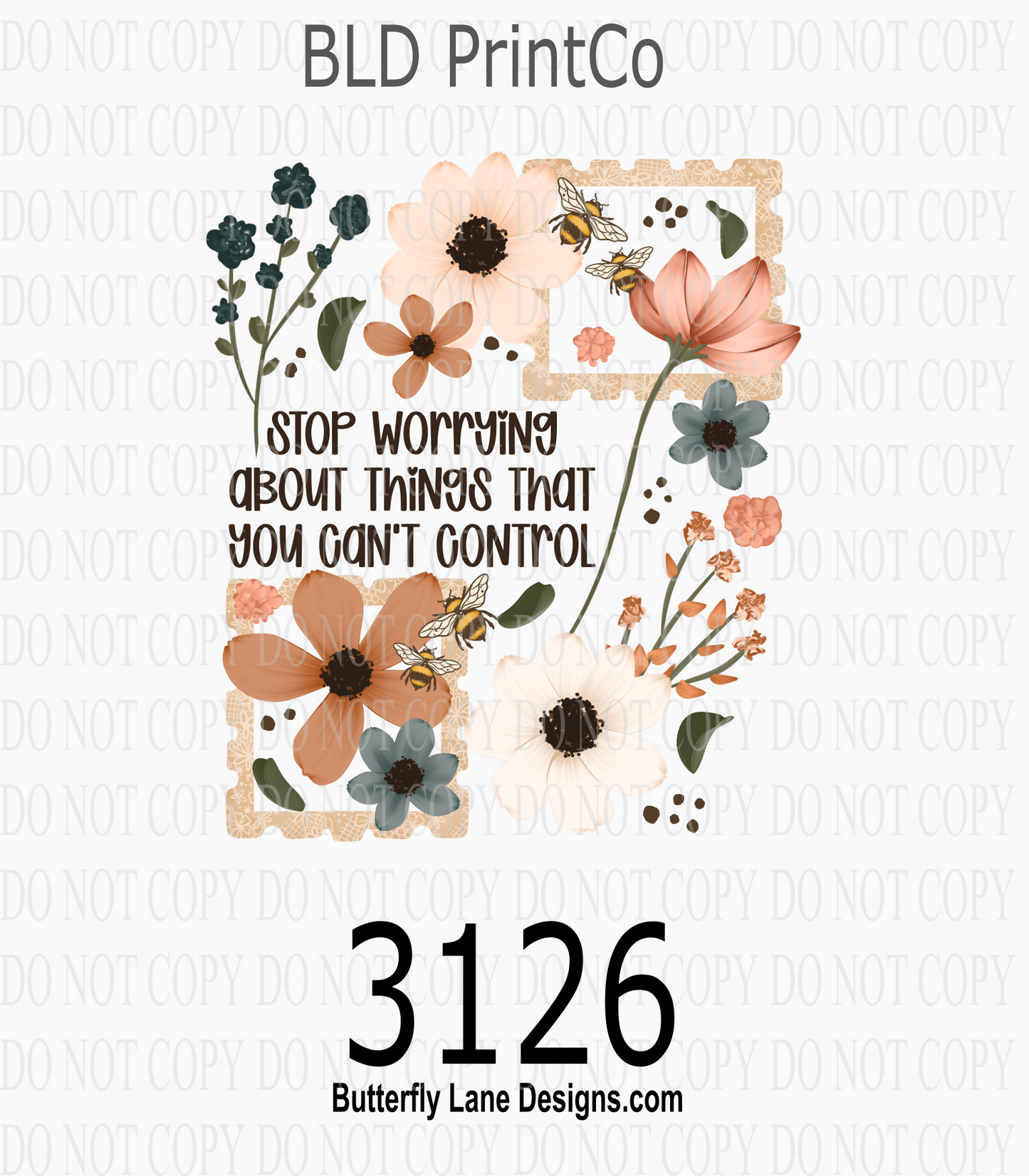 Stop Worrying Wildflowers | Floral Postage Stamps & Honey Bees | D3126