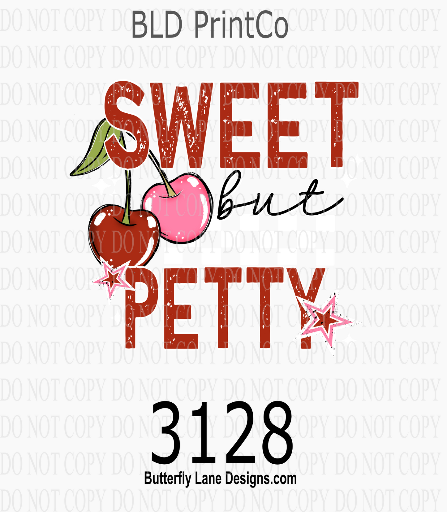 Sweet But Petty | Red & Pink Cherries with Glitter Stars | D3128