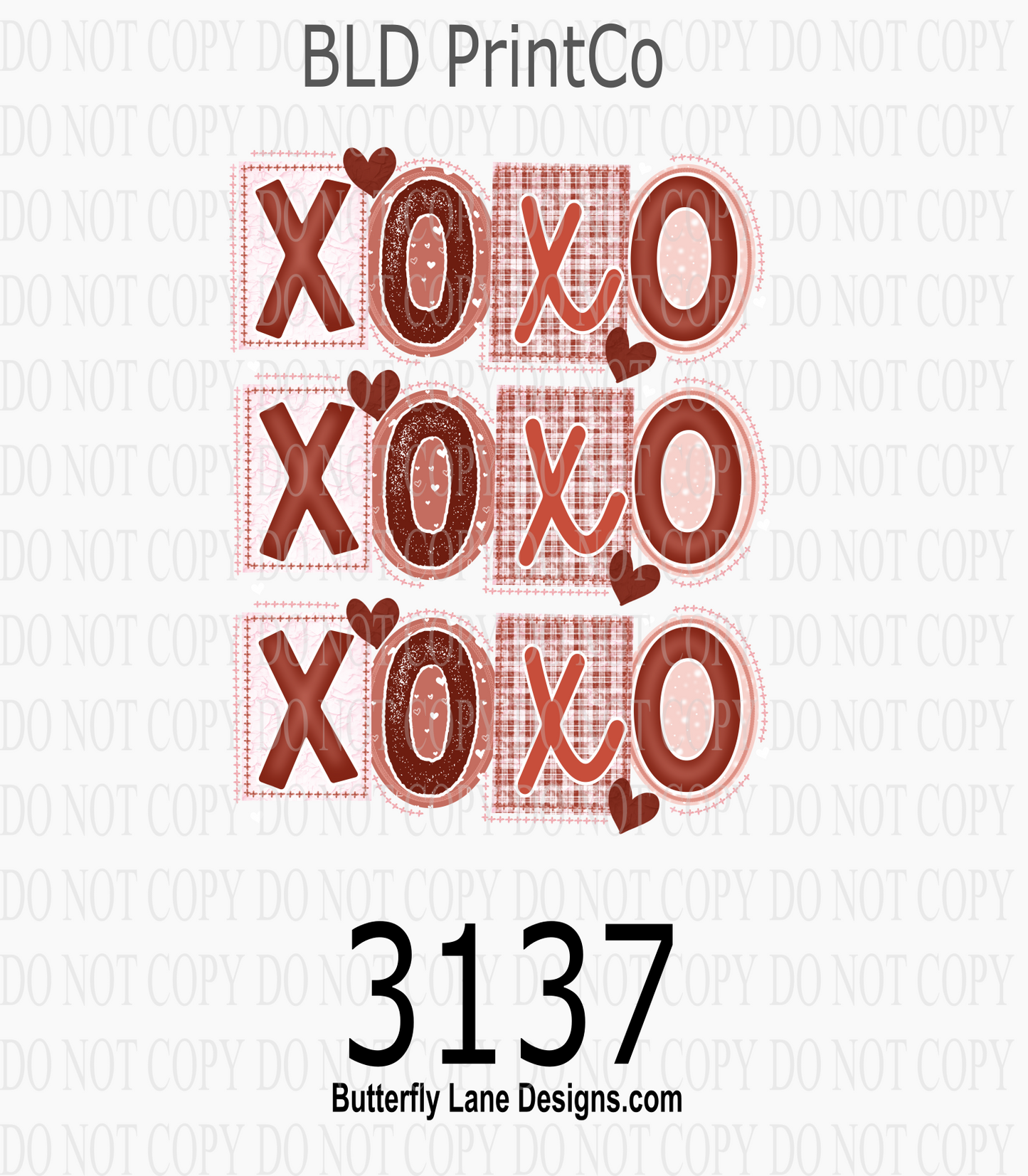 Retro Valentine XOXO | Stacked Mixed Fonts & Glitter Hearts | D3137