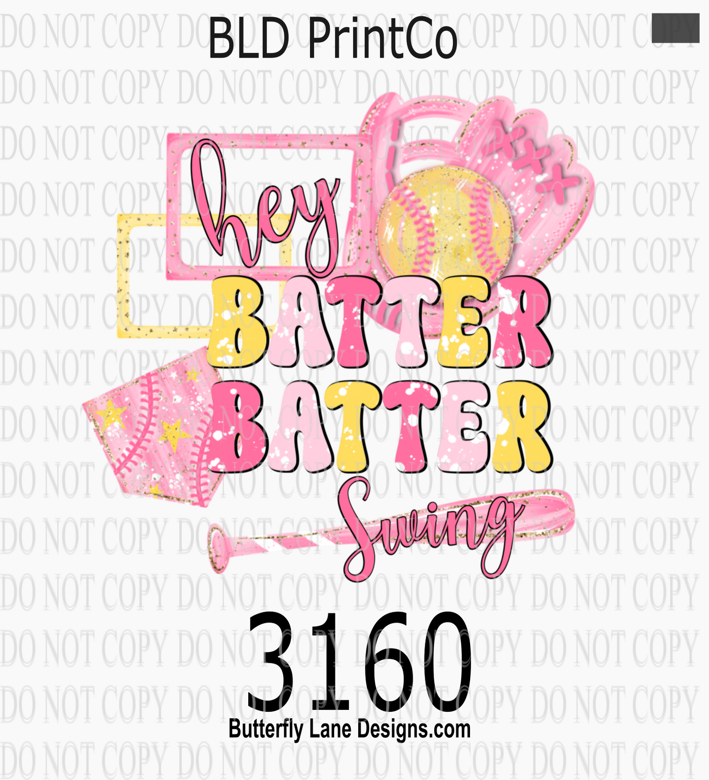 Hey Batter Batter Swing | Pink Softball Glove & Bat Spirit Wear | D3160
