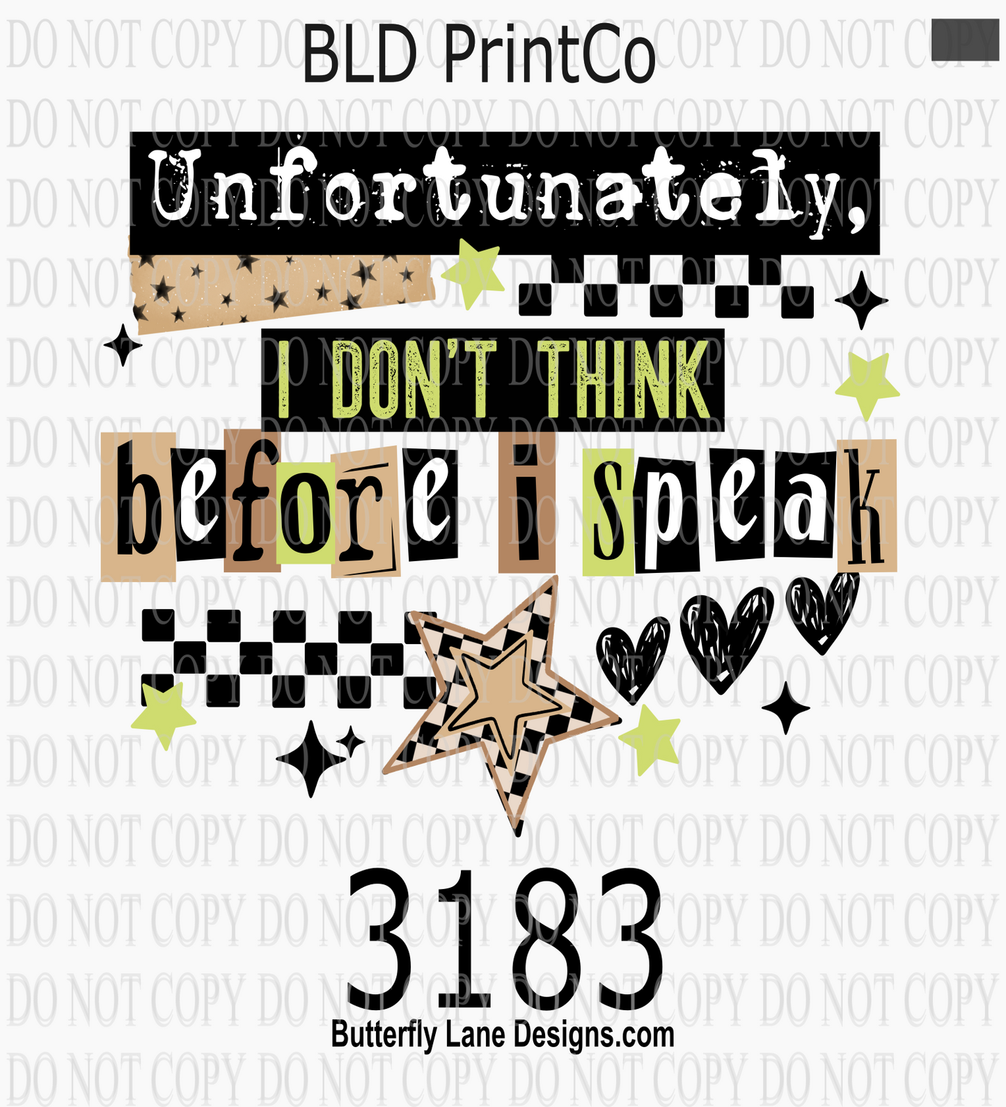 Retro Sarcastic | Unfortunately I Don't Think Before I Speak | D3183