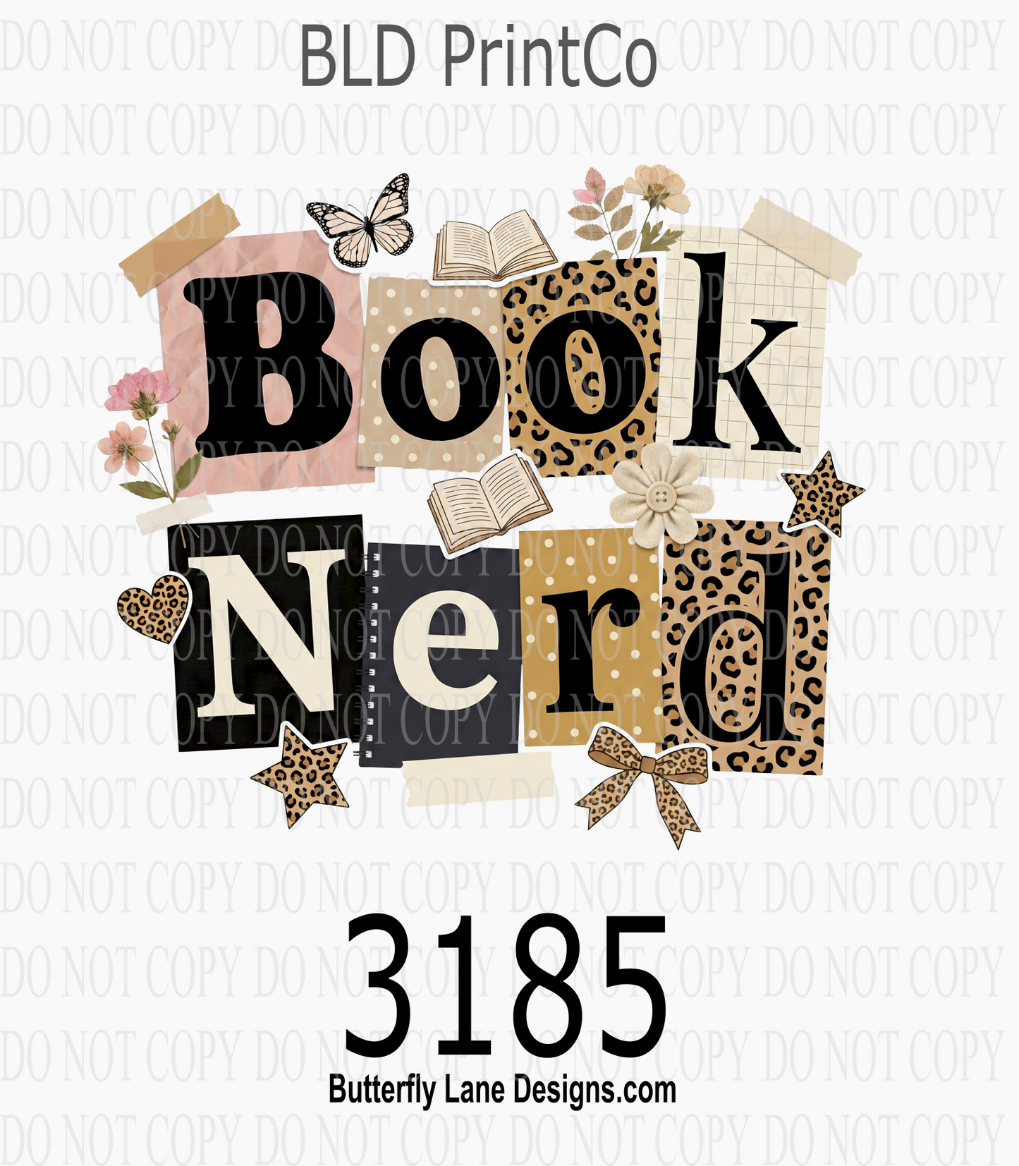 Book Nerd | Leopard & Floral Collage Bookish | D3185