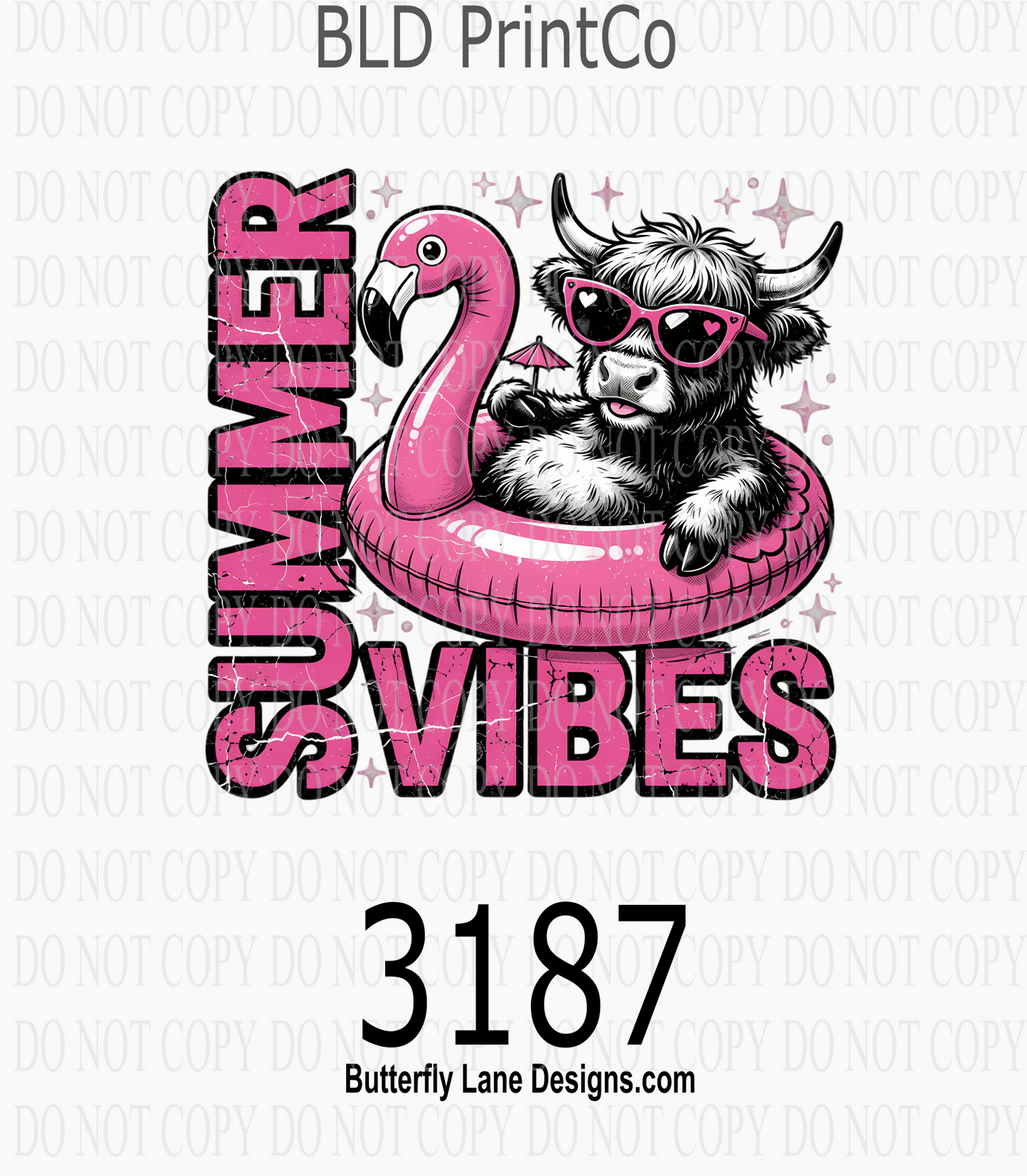 Summer Vibes | Highland Cow Flamingo Float | D3187