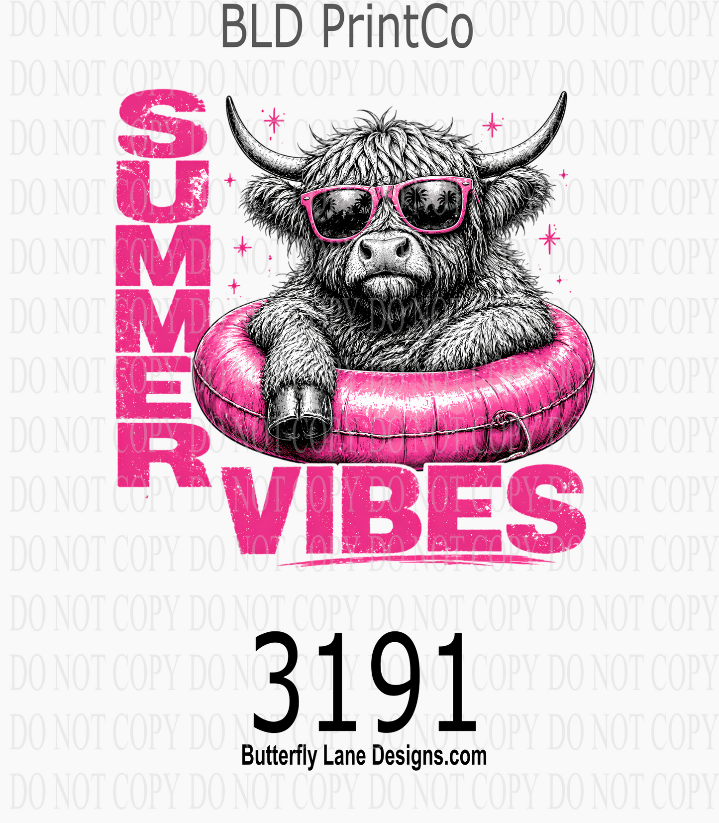 Summer Vibes | Highland Cow Pink Float | D3191