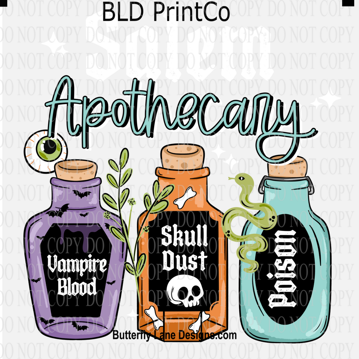 Salem Apothecary | Vampire Blood, Skull Dust & Poison Bottles-White| D3232